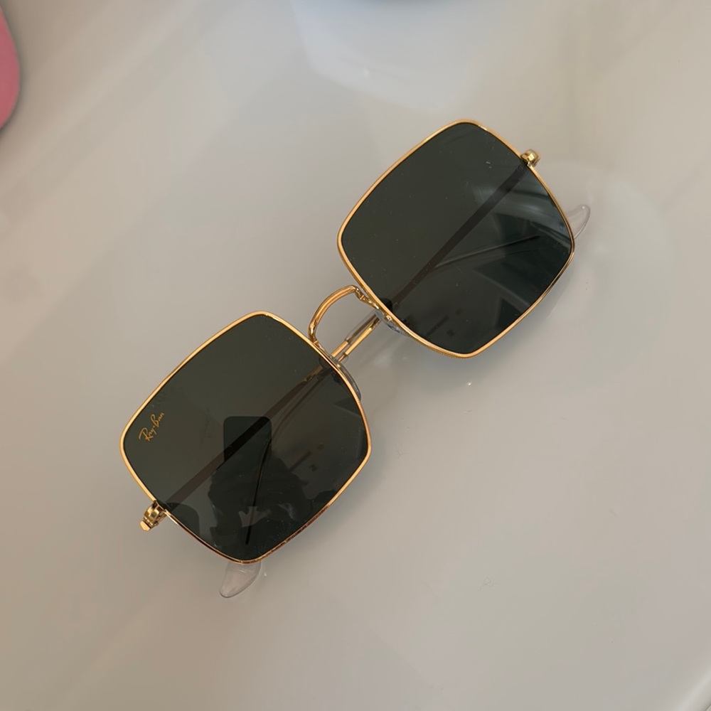Ray-Ban Gold and Black Oversized Square sunglasses